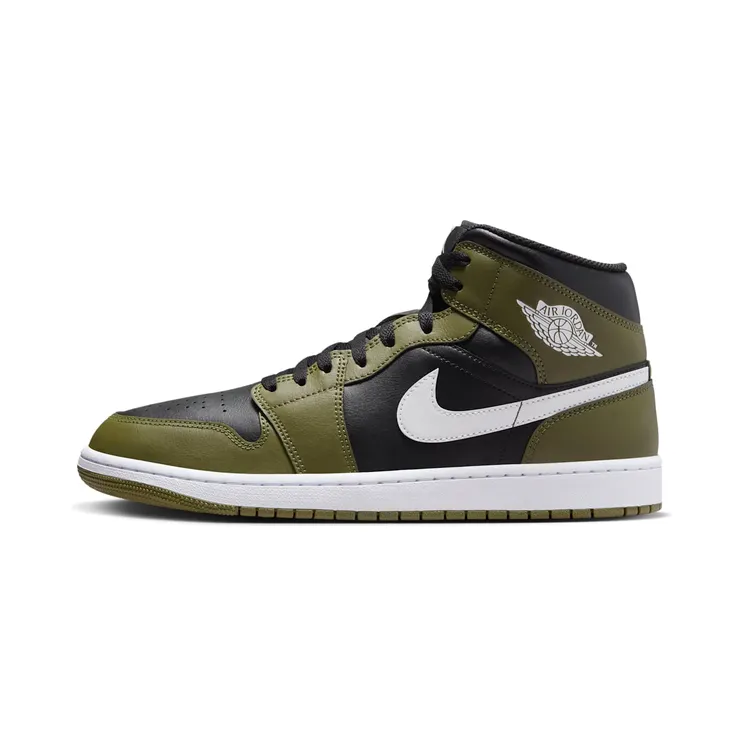 Jordan 1 Mid “Black / Medium Olive / Sail / White” (DQ8426-092)