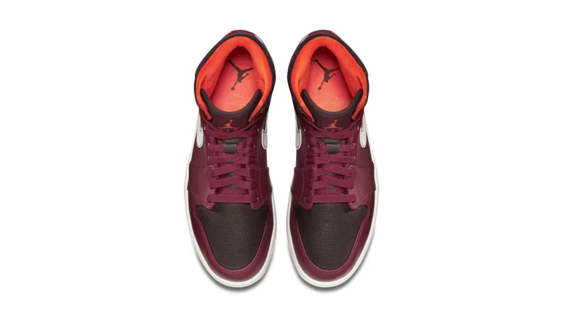 Jordan  1 Mid Team Red Electric Orange Team Red/Electric Orange-Deep Burgundy (554724-604)
