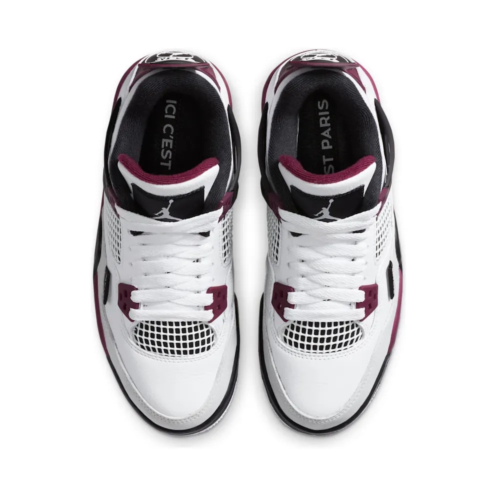 Jordan 4 Retro PSG Paris Saint-Germain (GS) White/Bordeaux-Neutral Grey-Black (CZ6509-100)
