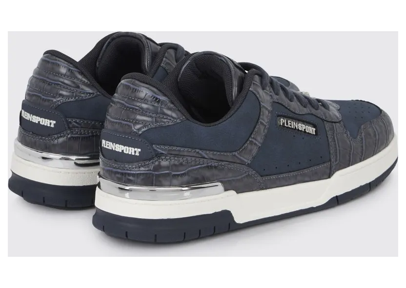Plein Sport Suede And Crocodile Print Leather Sneakers Turquoise (FAESUSC0795STE003N08) (2)