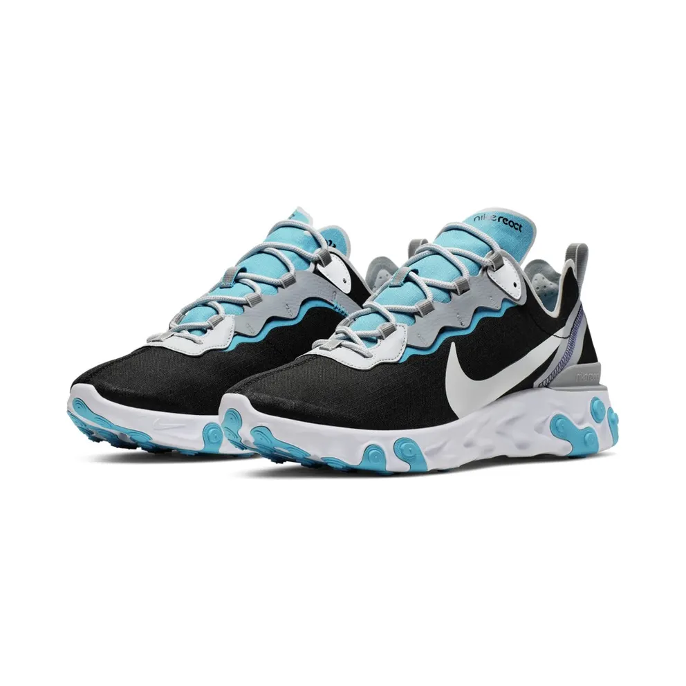 Nike React Element 55 Black Pure Platinum Teal Nebula Black/Pure Platinum-Wolf Grey-Teal Nebula-Voltage Purple-White (BV1507-001)