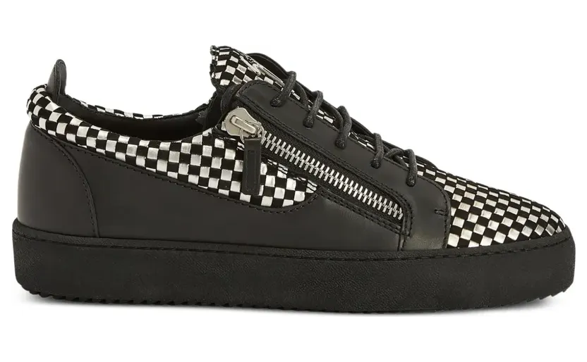 Giuseppe Zanotti Frankie geruite leren sneakers – Zwart (RU90098K19)