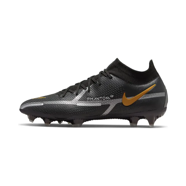 Nike Phantom GT2 DF Elite FG “Black / Metallic Gold / Metallic Silver / Metallic Dark Grey” (CZ9889-007)