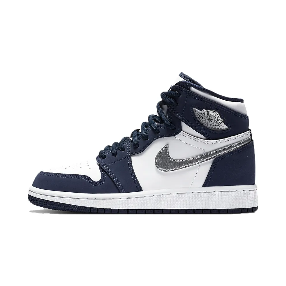 Jordan 1 Retro High CO Japan Midnight Navy (GS) White/Metallic Silver-Midnight Navy (575441-141)
