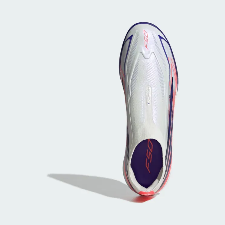 adidas F50 Hyperfast Pro Laceless Turf Football Boots “Cloud White / Solar Purple / Solar Turbo” (KK1043)
