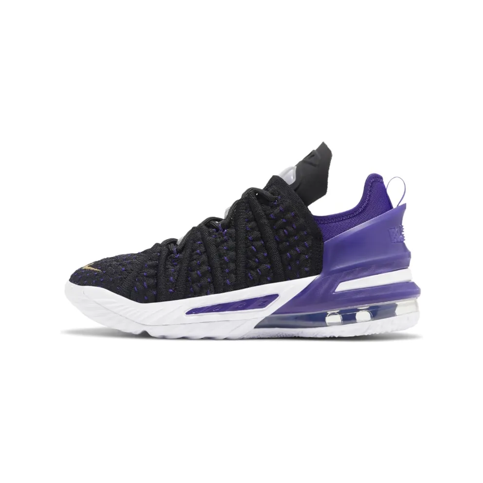 Nike LeBron 18 GS ‘Lakers’ Black/Metallic Gold/Court Purple/White (CW2760-004)