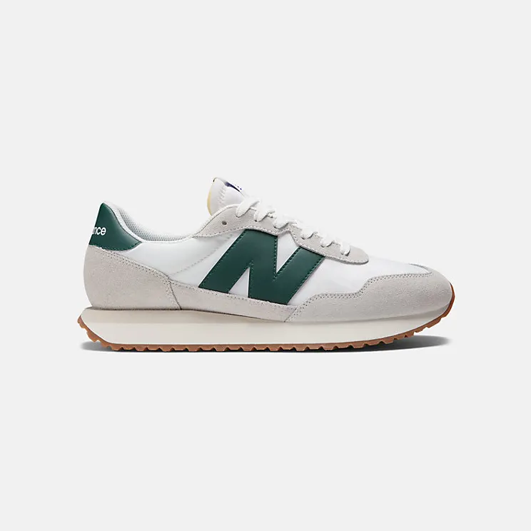 New Balance White & Green 237 Sneakers (MS237RF)