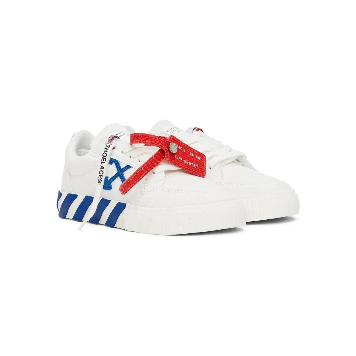 Off-White Kids White & Blue Canvas Vulcanized Low Sneakers (OBIA003F21FAB0010145) (4)