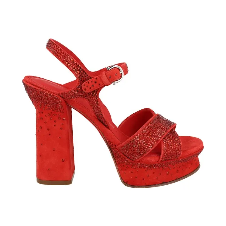 Ferragamo Sonya Suede Platform Sandals Red (01E915-761475)
