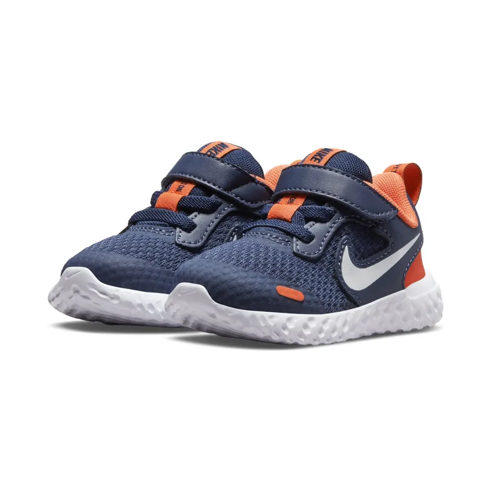 Nike Revolution 5 Blue “Midnight Navy / Orange / White” (BQ5673-410)