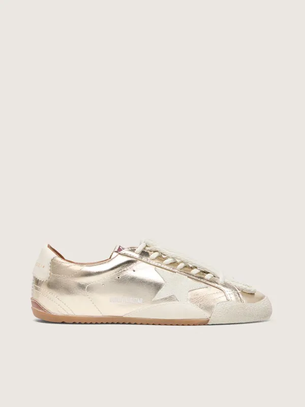Golden Goose Women’S True-Star In Metallic Platinum Leather With Light Gray Suede Star (GWF00922.F008630.82241)
