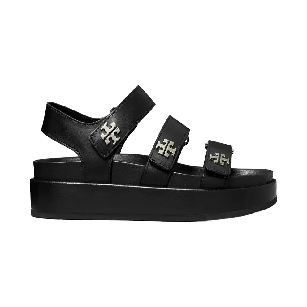 Tory Burch Kira Sports Triple Strap Sandal “PERFECT BLACK/SILVER” (176942-006)