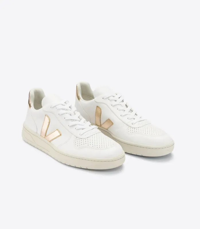 VEJA V10 metallic leren – White (VX0502935)