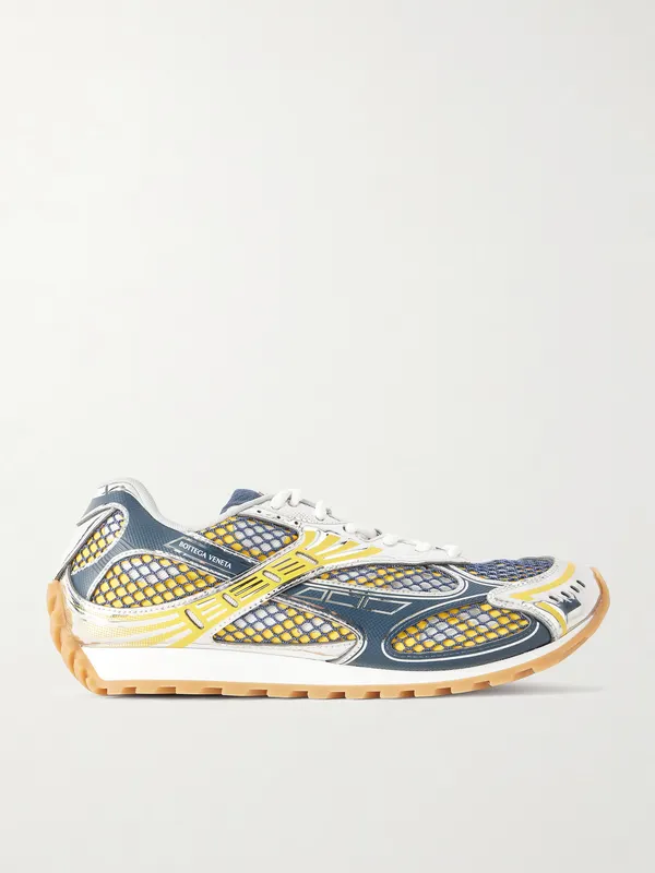 Bottega Veneta Orbit Metallic Rubber and Mesh Sneakers Multi (741357V2X40)