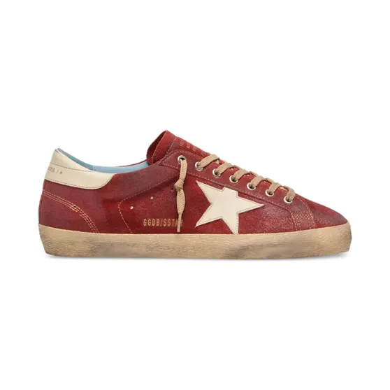 Golden Goose Super-Star aus rotem Wildleder mit cremefarbenem Lederstern (GMF00101F008577)