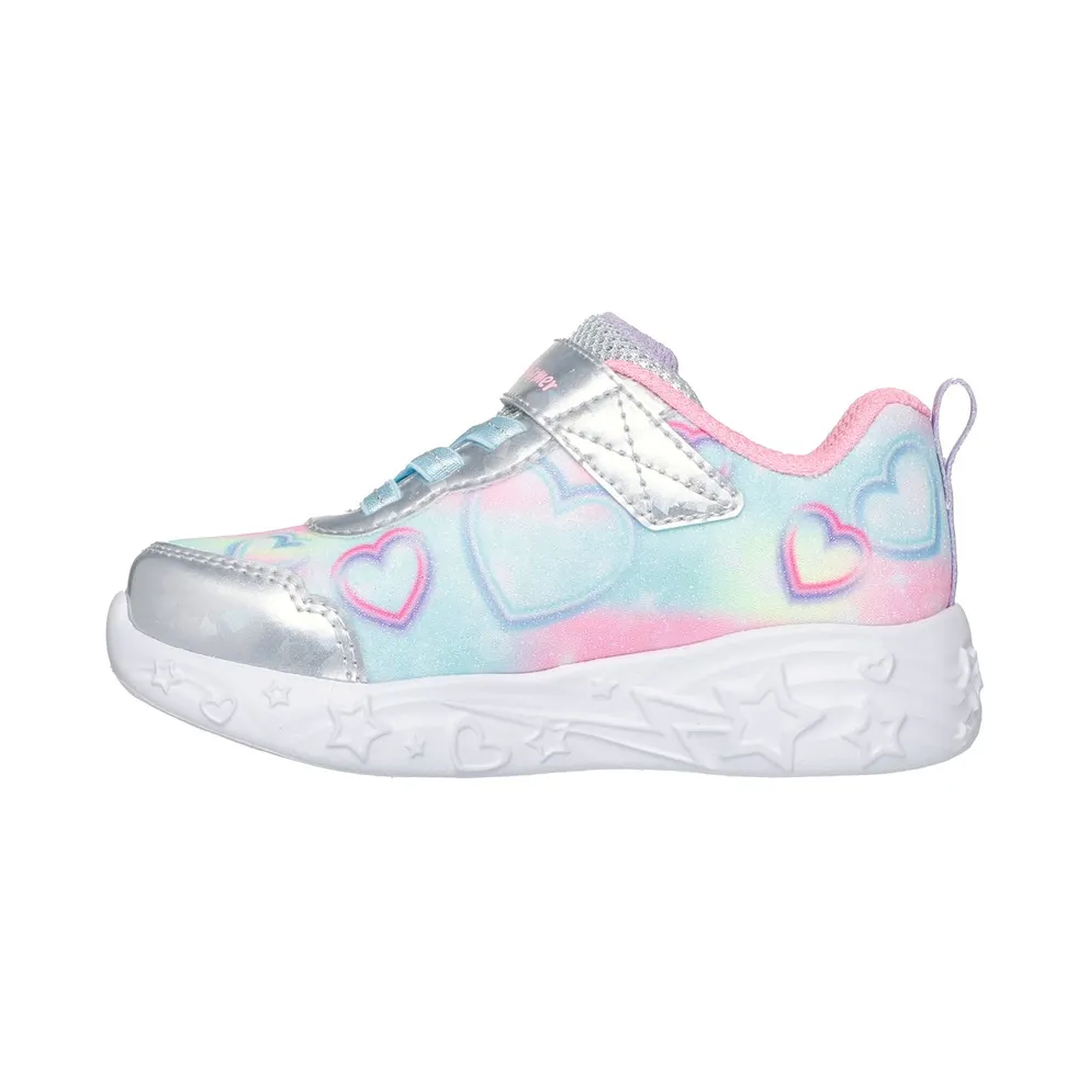 Skechers S-Lights: Unicorn Charmer “Lil Heart Sparkles Sneaker Silver” (303064CSMLT)