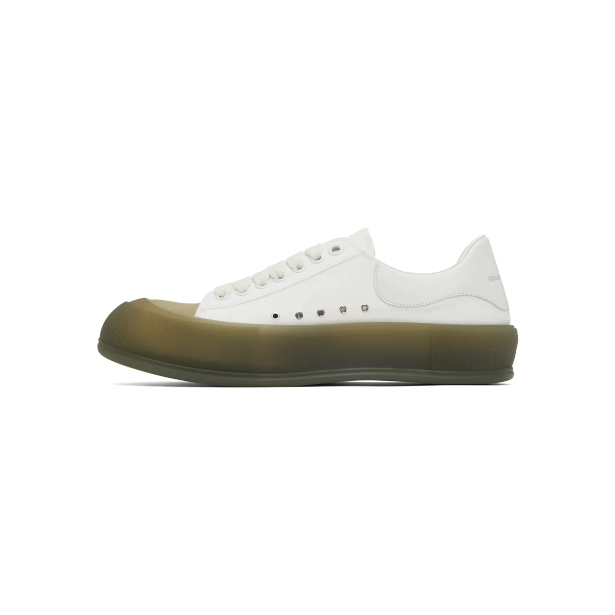 Alexander McQueen White & Khaki Deck Plimsoll Low Sneakers (667819W4MVW) (3)