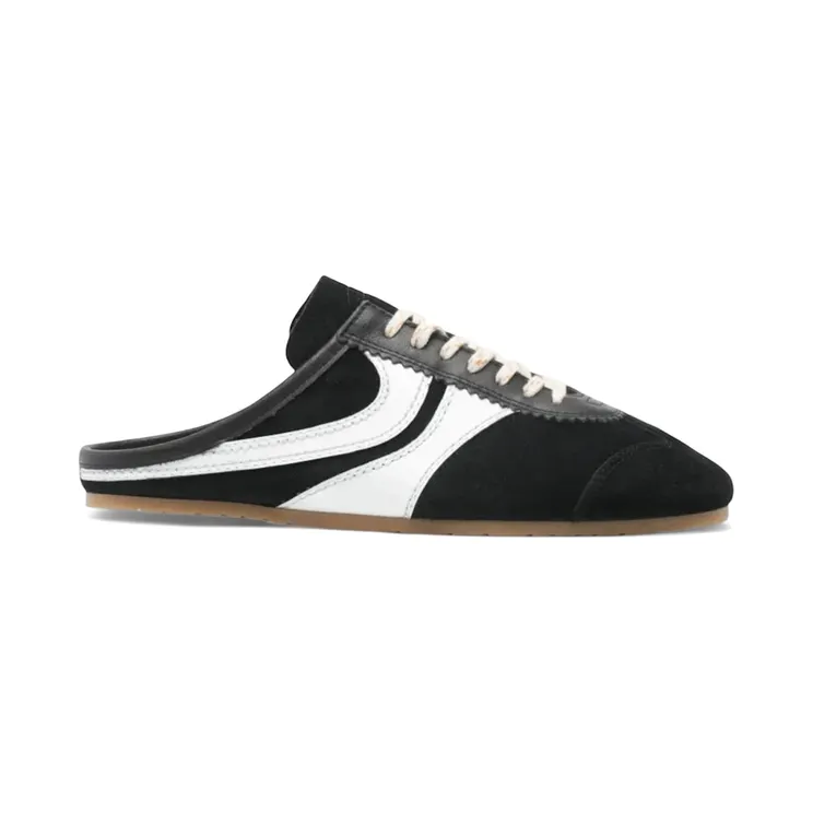 Dries Van Noten Leather Suede Slip-On Sneakers Black White (261-011778-0126-998)