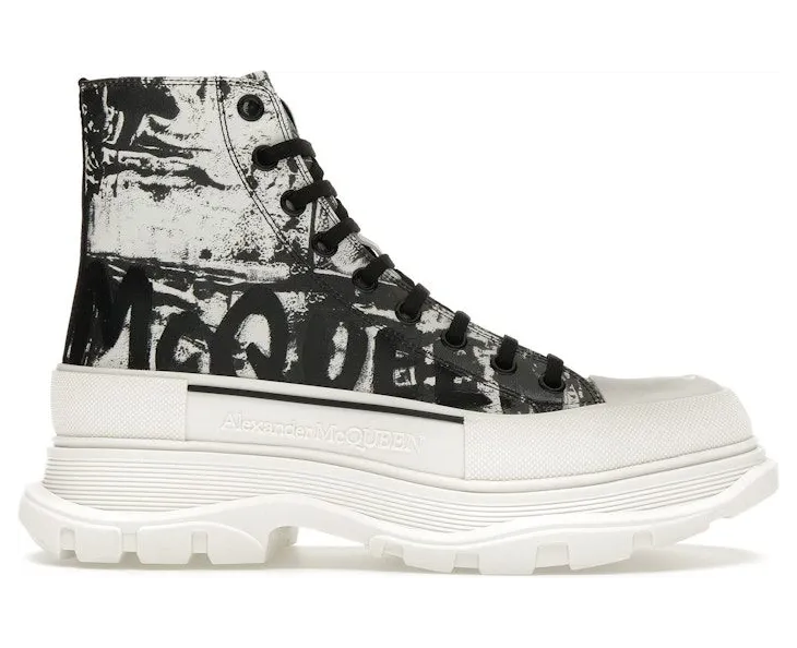 Alexander McQueen Graffiti Tread Slick Boot White Black (708089W4TG49356)