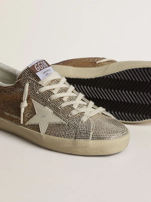 Golden Goose Super-Star In Beige Suede And Multicolored Crystals With Cream-Colored Leather Star And Heel Tab (GWF00101.F007255.80100) (3)