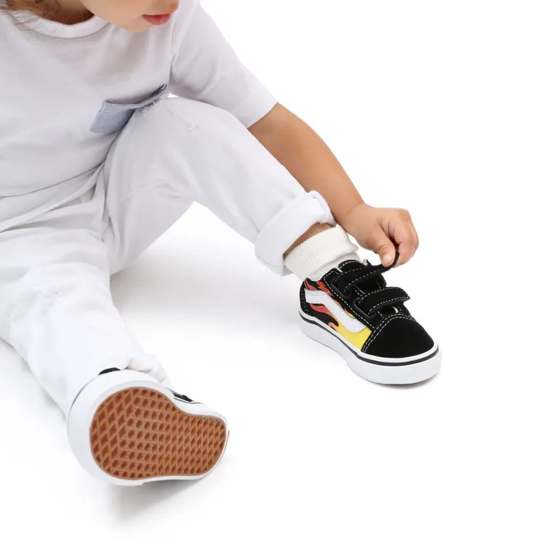 VANS Flame Old Skool Velcro Peuterschoenen Zwart (VN0A344KPHN)