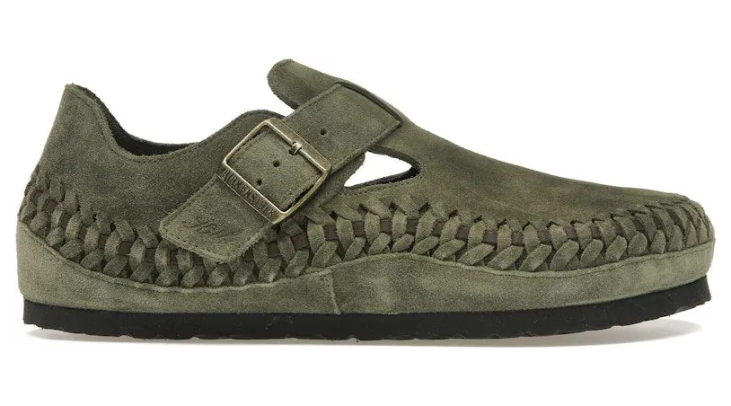 Birkenstock London Braided Shearling Kith Olive Night (1029976)