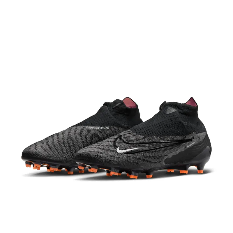 Nike Gripknit Phantom GX Elite Dynamic Fit FG Black Dark Smoke Grey Total Orange (DC9969-010)