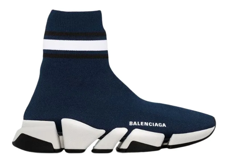 Balenciaga Speed 2.0 Striped Navy Blue Black White (674608W2F604199)
