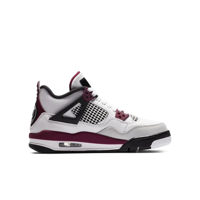 Jordan 4 Retro PSG Paris Saint-Germain (GS) White/Bordeaux-Neutral Grey-Black (CZ6509-100)