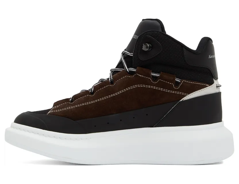 Alexander McQueen Black & Brown Leather High-Top Sneakers (682498WIB9C1459) (3)