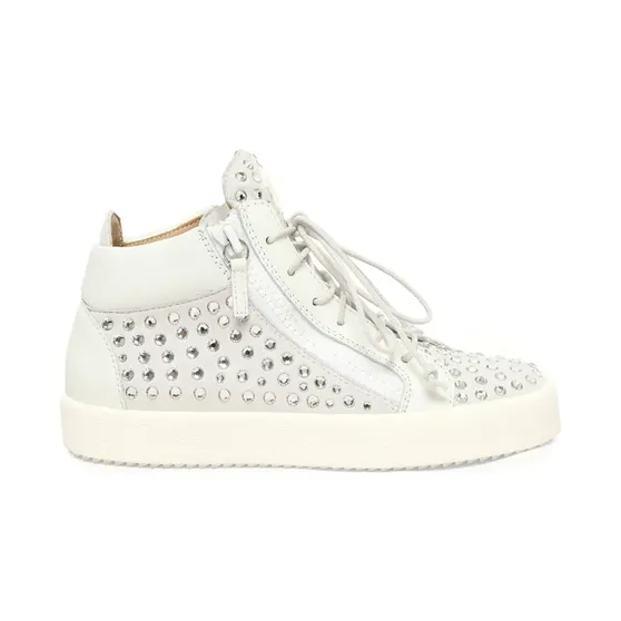 Giuseppe Zanotti mit Kristallen und seitlichem Reißverschluss “White” (RS7035003)
