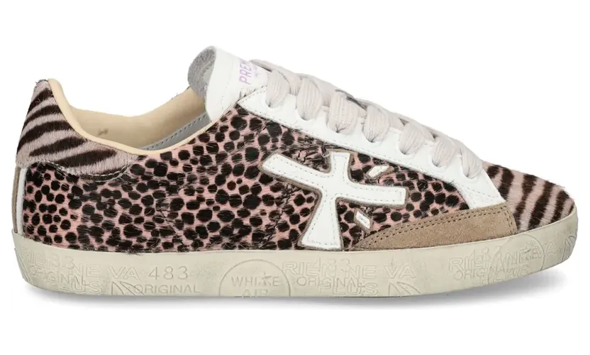 Premiata Sneakers mit Leoparden-Print – Nude (STEVEND6935)