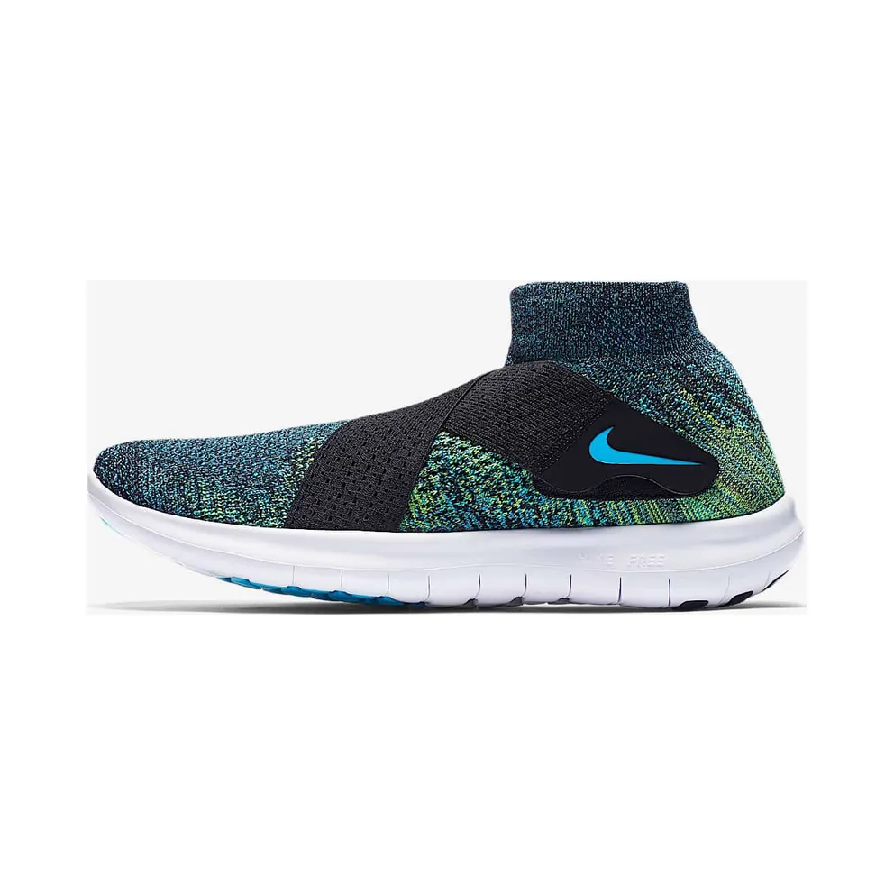 Nike Free RN Motion Flyknit 2017 Multi-Color Black/Chlorine Blue-Volt-White (880845-004)