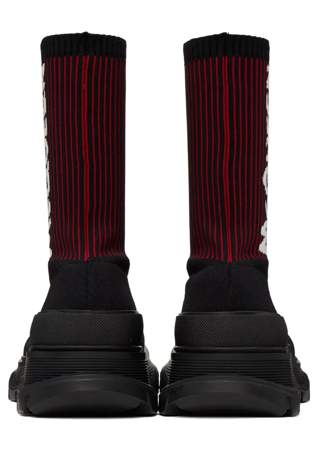 Alexander McQueen Black & Red Graffiti Tread Slick High-Top 1550 BLK/WEL.RED/WHI (705671W4UD1) (2)