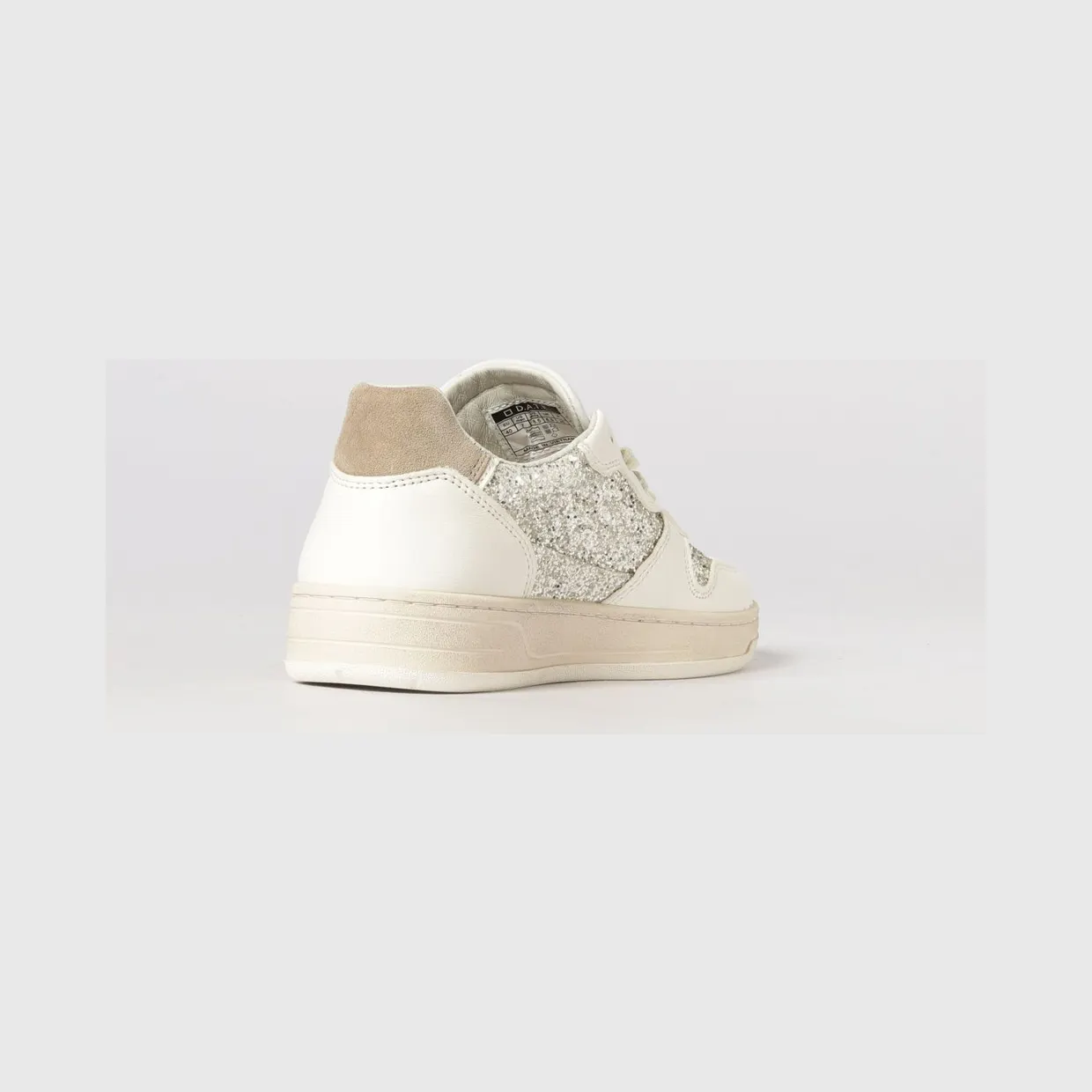 D.A.T.E D. A.T. E. Court 2.0 Sneakers in Leather and Glitter Platinum (W441C2GLPL) (2)