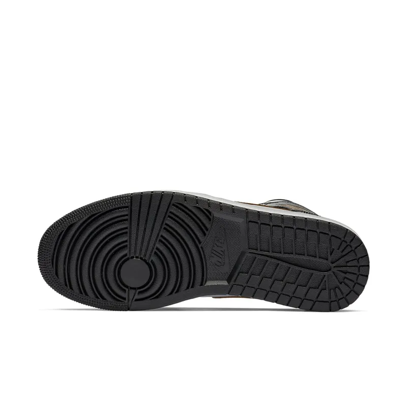 Air Jordan Nike AJ I 1 Mid Patent Black White Gold (852542-007)