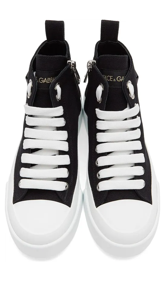Dolce & Gabbana Black & White Canvas Portofino High 89690 Black/White (CK1887 AO522) (5)