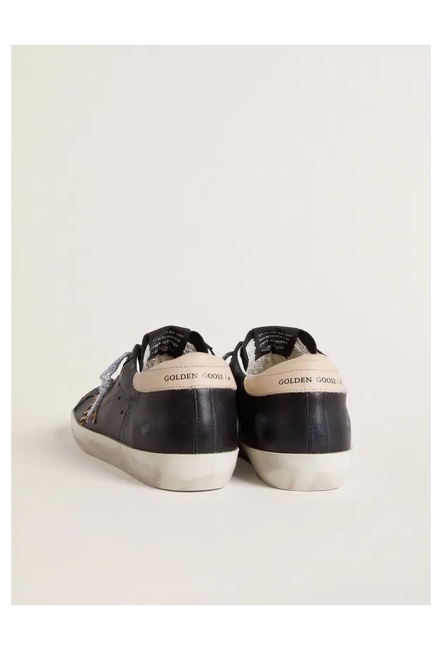 Golden Goose Women’S Super-Star In Black Nappa Leather With Zebra-Print Pony Skin Star And Beige Leather Heel Tab (GWF00101.F005596.90441) (4)