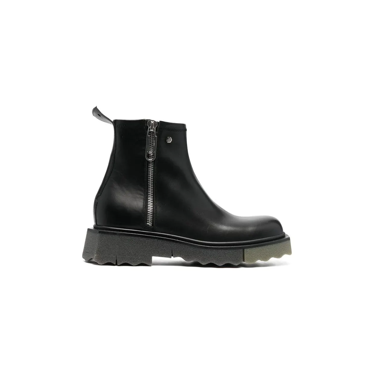 OFF-WHITE Leather Sponge Zip Boot Black Army (OMID004F22LEA0011056)