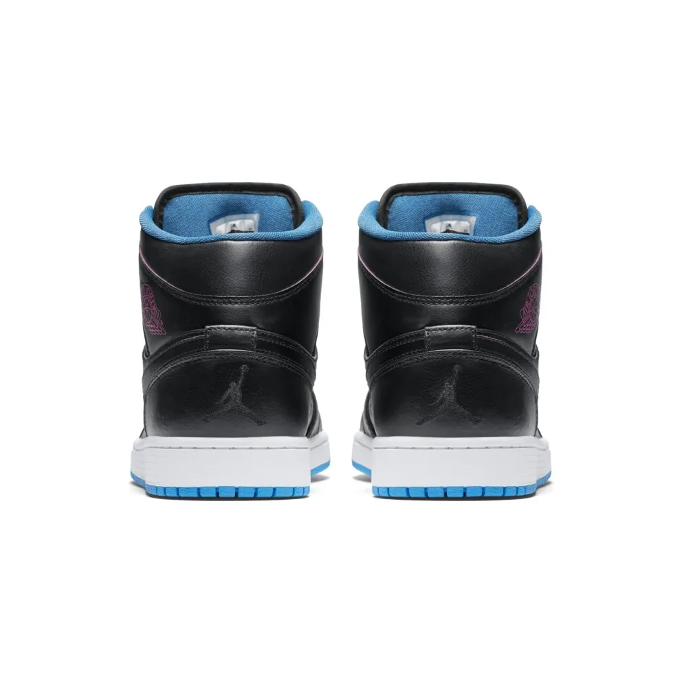 Jordan 1 Retro Mid Radio Raheem Black/Fire Pink-Photo Blue (554724-029)