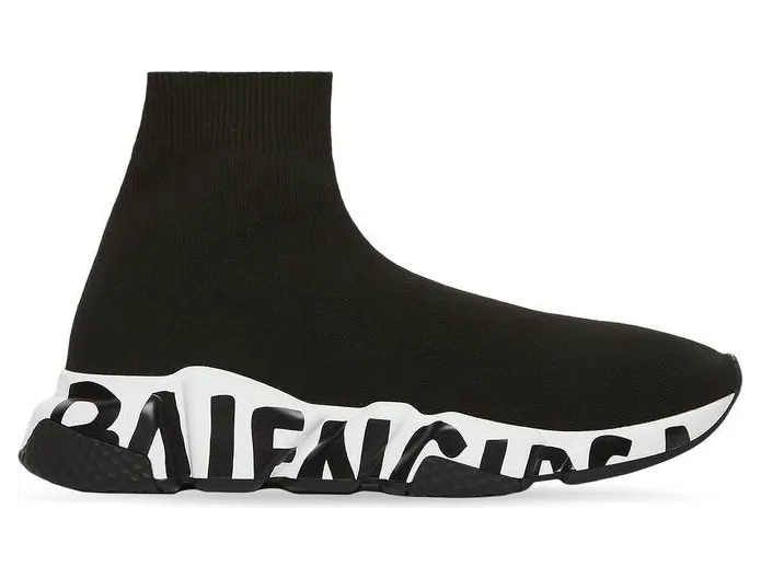 Balenciaga Speed Graffiti Trainers White Black Logo (W) (605942W05GE1015 / 605942W2DB71015) (2)