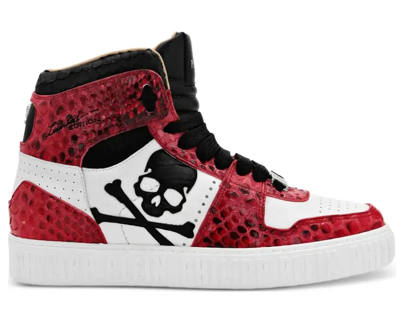 Philipp Plein Sneakers met doodskop-verfraaiing – Rood (PABSUSC0154PLE029P)