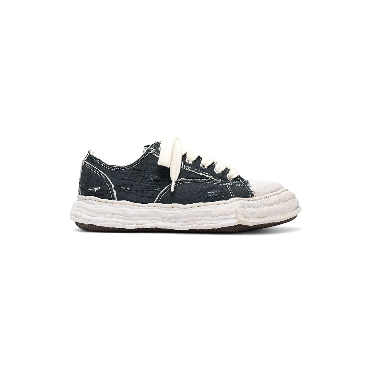 Maison Mihara Yasuhiro Peterson 23 OG Sole Ripped Overdye Canvas Low Black White (A16FW723-BLKWHT)