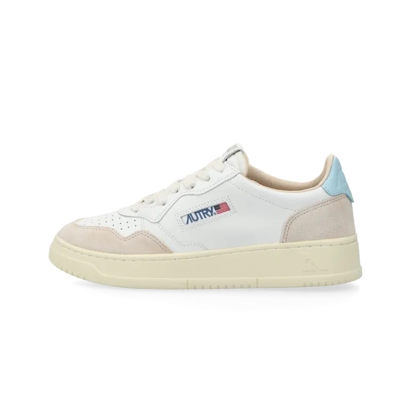 Autry Medalist Low W (leat / suede white / st blue) – AULWLS69
