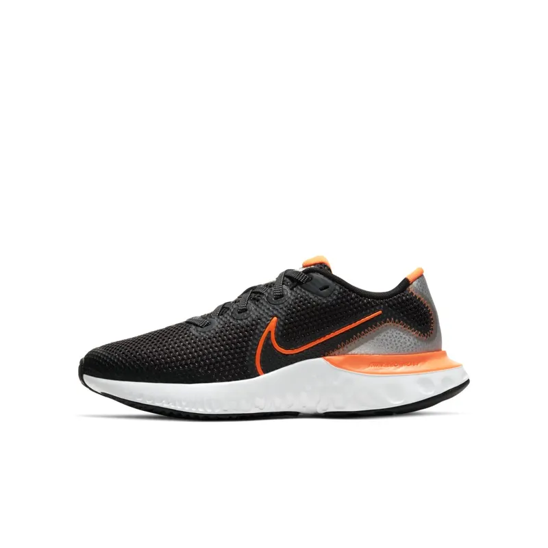 Nike Renew Run Black Total Orange (GS) Black/Chrome/Particle Grey (CT1430-001)