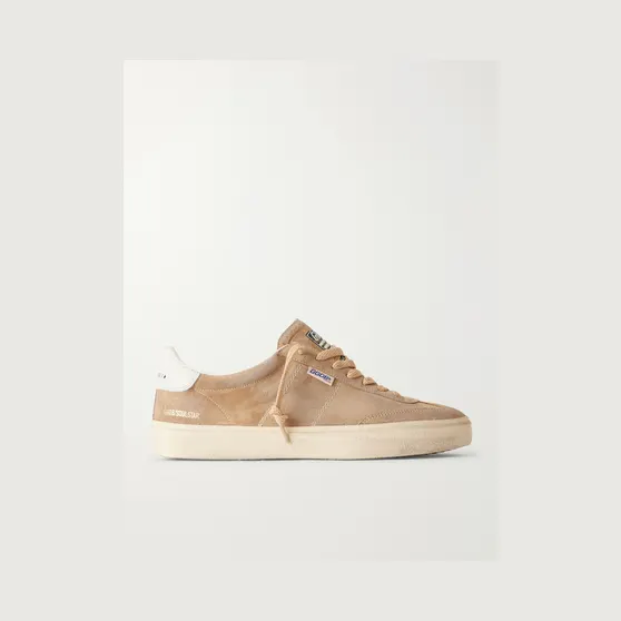 Golden Goose Super-Star Distressed Leather-Trimmed Suede Sneakers Tan (GMF01077.F008593)