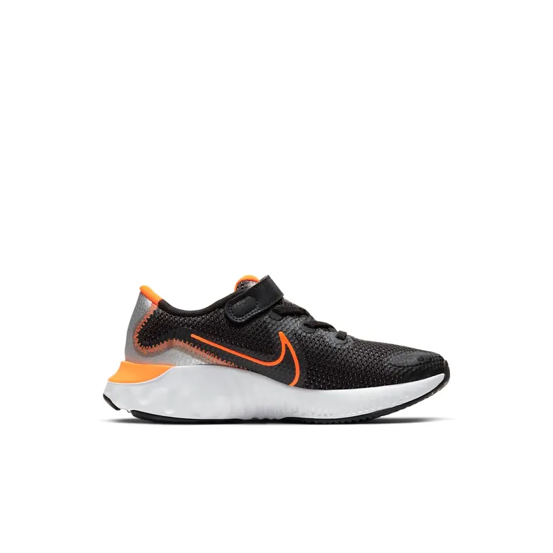 Nike Renew Run Black Total Orange (PS) Black/Chrome/Particle Grey (CT1436-001)