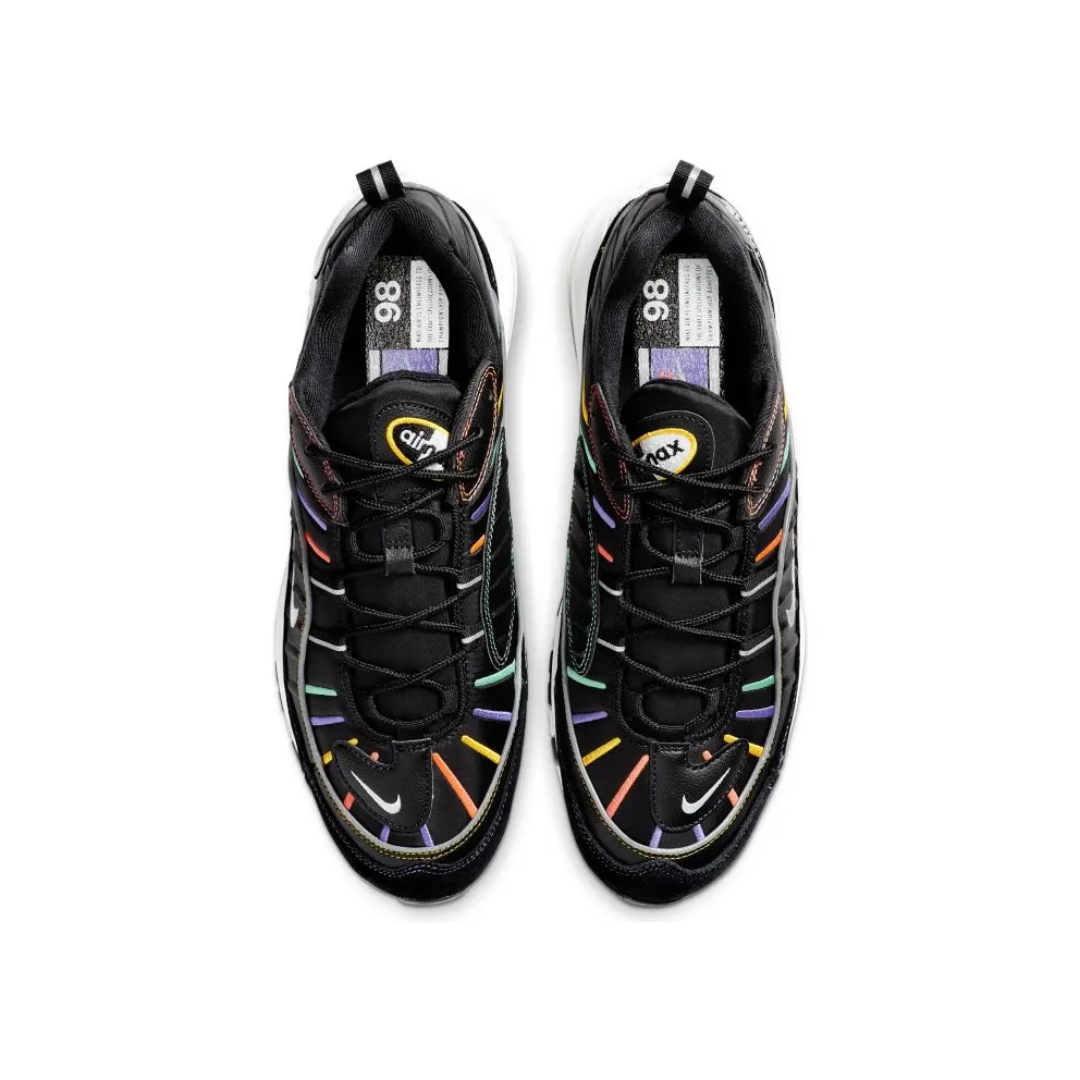 Nike Air Max 98 Martin Black/Flash Crimson-Kinetic Green-Psychic Purple-University Gold-White (BV0989-023)