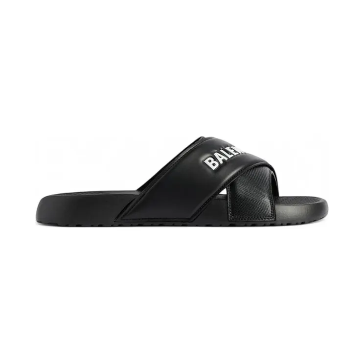 Balenciaga Sporty Pool Slide Sandal Black White (866163W0FPD1090)