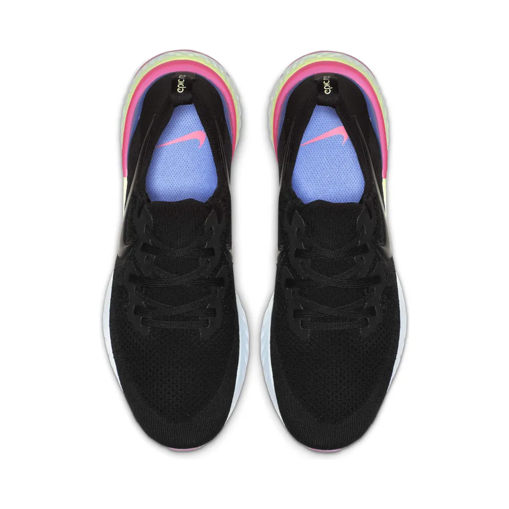 Nike Epic React Flyknit 2 Black Sapphire Hyper Pink Black/Black-Sapphire-Lime Blast-Hyper Pink-Blue Tint (BQ8928-003)